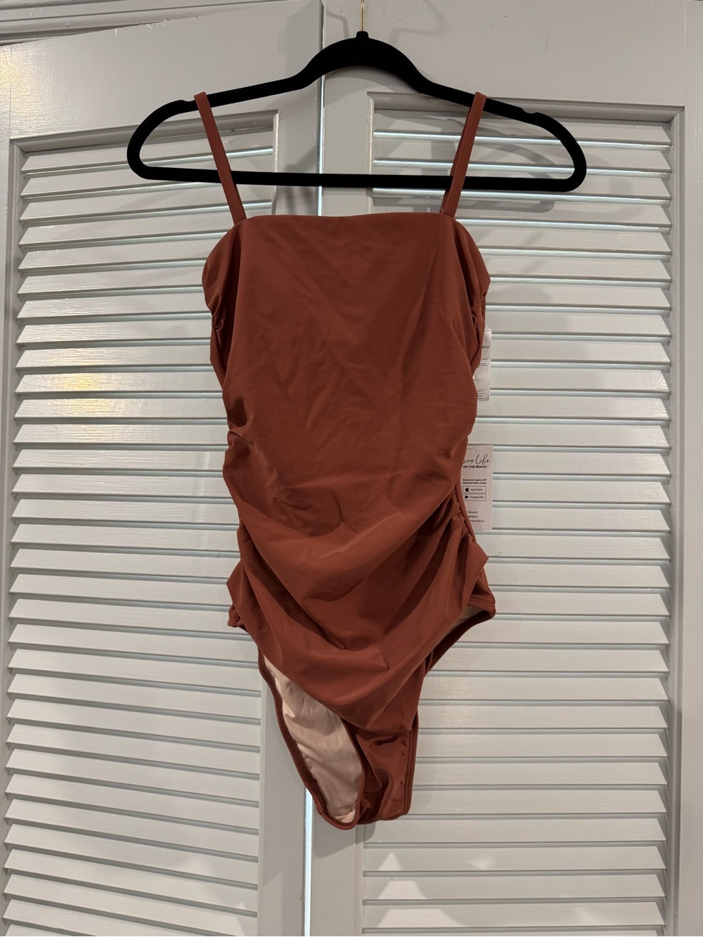 Cupshe Women's Rust Brown One-Piece Swimsuit with Ruched Sides